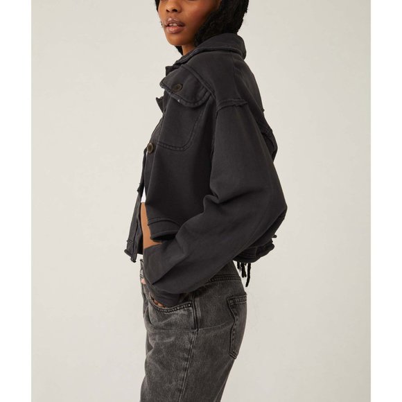 Free People Saturday Shirt Jacket / Washed Black - Picture 2 of 10